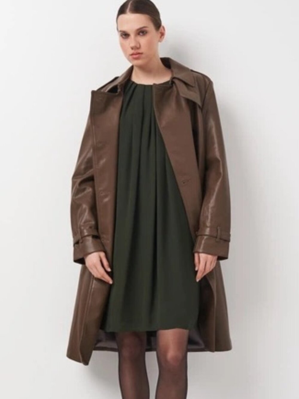 H&M Olive Pleated Dress XL